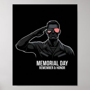 Affiche Jour du Souvenir Drapeau États-Unis Rappeler Honne