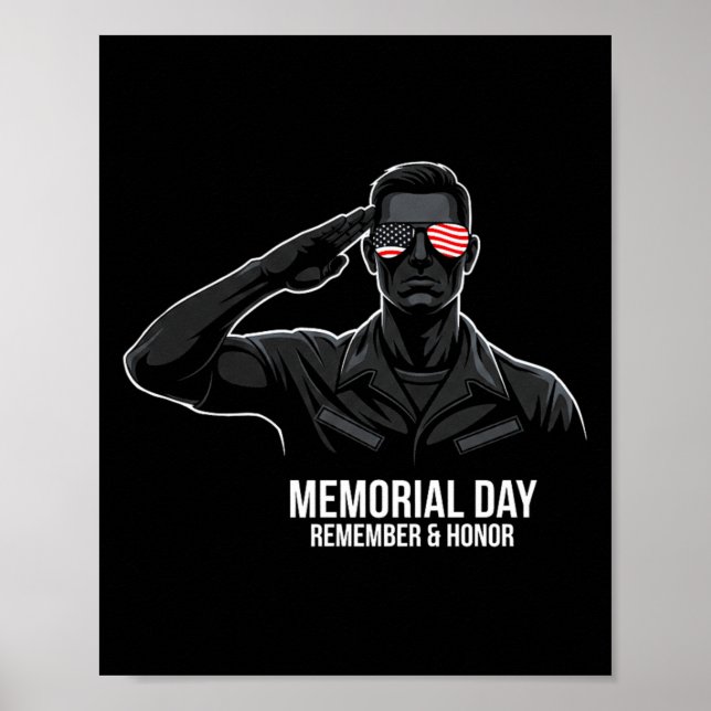 Affiche Jour du Souvenir Drapeau États-Unis Rappeler Honne (Devant)