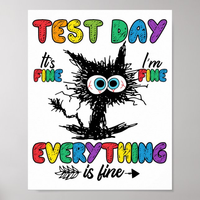 Affiche Jour Funny Stress Chat Enseignant Enfants Étudiant (Devant)