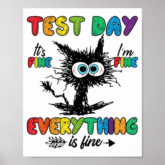 Affiche Jour Funny Stress Chat Enseignant Enfants Étudiant (Devant)