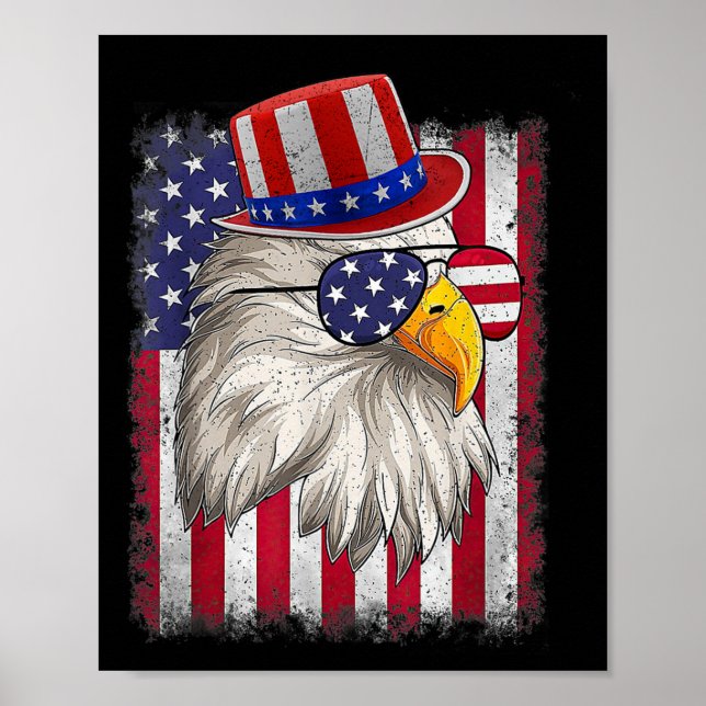 Affiche Jour Joyeux 4 juillet Design Indicateur Vintage (Devant)