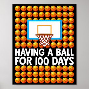 Affiche Jour mignon de l'école de basket-ball 100ème jour 