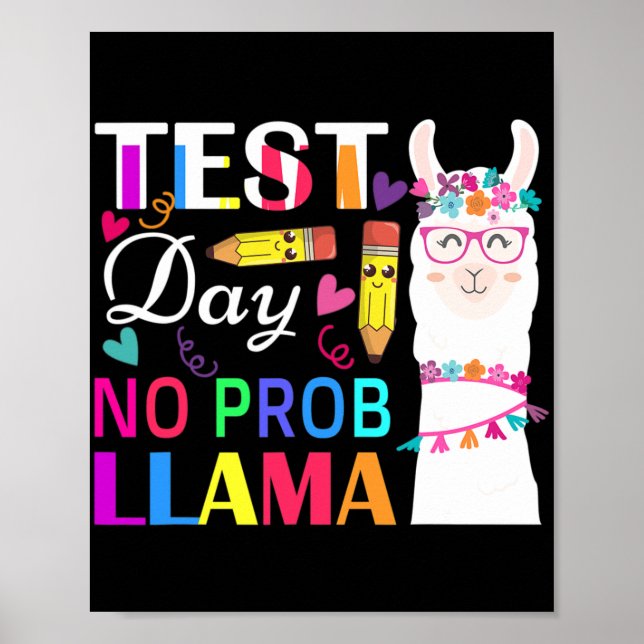 Affiche Jour No Prob Llama Drôle Enseignant Test 2 (Devant)