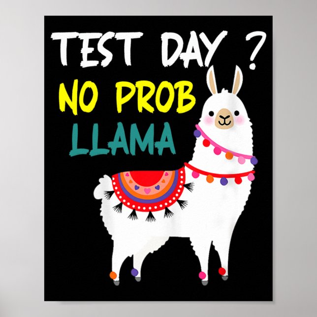 Affiche Jour No Prob-llama Llama Teacher Test Day Pour Le (Devant)