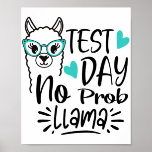 Affiche Jour No Prob-llama Llama Test de l'enseignant Jour