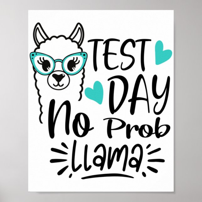 Affiche Jour No Prob-llama Llama Test de l'enseignant Jour (Devant)