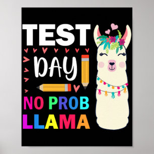 Affiche Jour No Prob-llama Llama Test de l'enseignant Jour