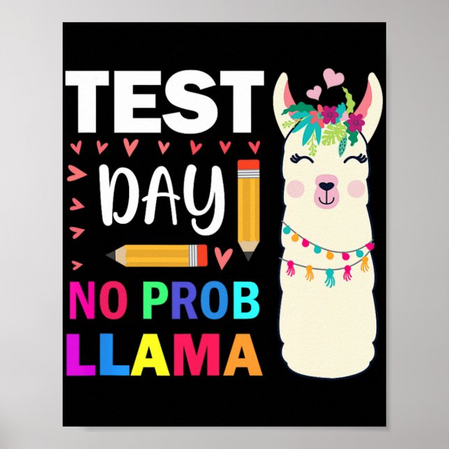 Affiche Jour No Prob-llama Llama Test de l'enseignant Jour (Devant)