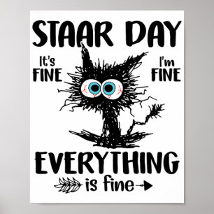 Affiche Jour Noir Chat Enseignant Enfants Test d'étoile D