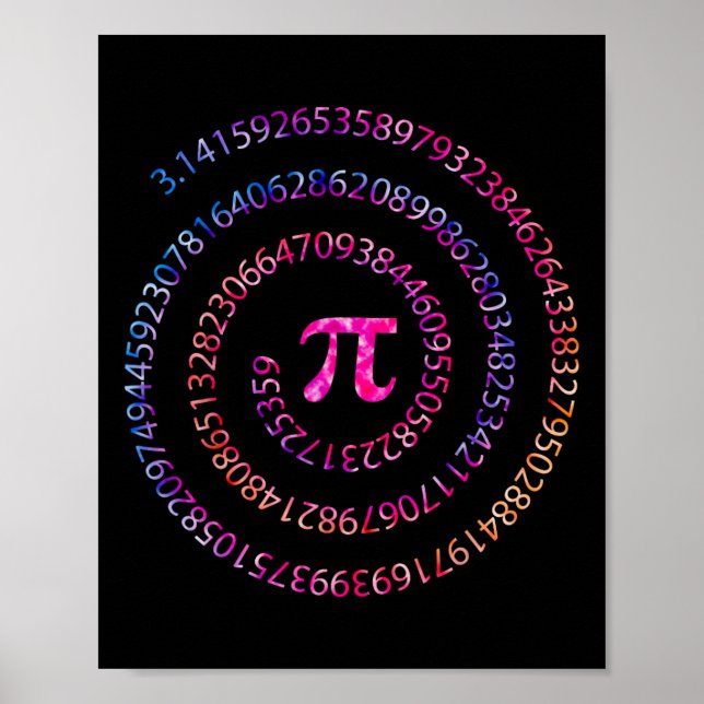 Affiche Jour Pi 3.14 Chiffres Spiral Pi Enseignante Math F (Devant)