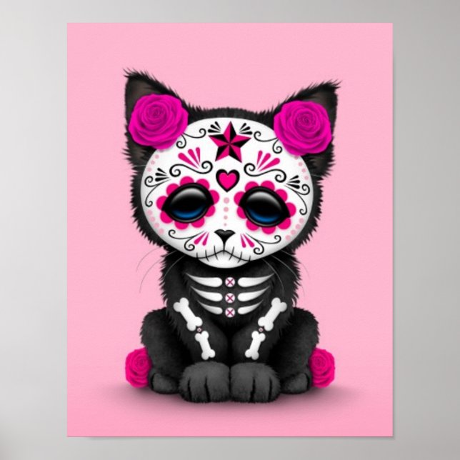 Affiche Jour rose mignon du chat Kitten Mort (Devant)