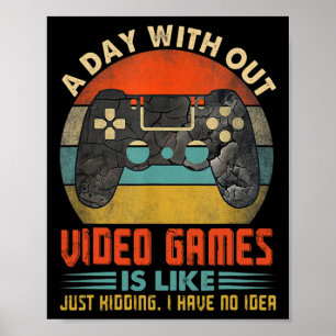Affiche Jour sans jeux vidéo Drôle de joueur de jeux garço