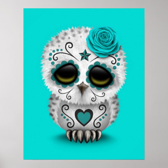 Affiche Jour Turquoise de la Chouette du Crâne Morte Choue (Devant)