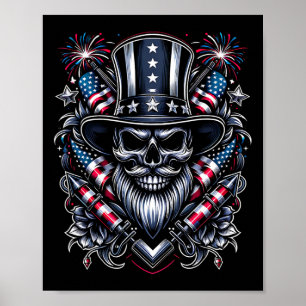 Affiche Jour Usa Patriot Le Crâne Porté! 4 juillet 2024