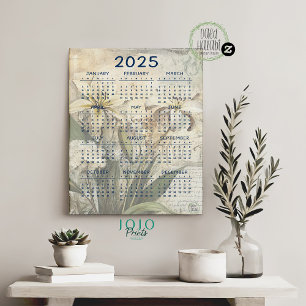 Affiche Journal de bord floral vintage 2025