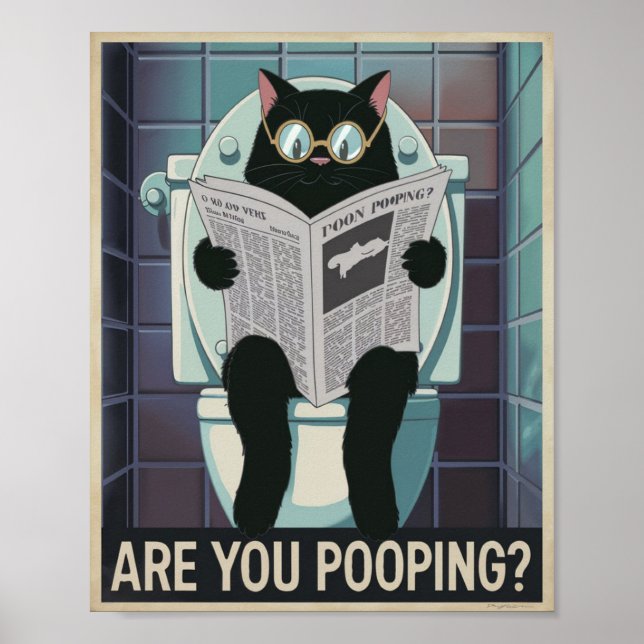 Affiche Journal de lecture de chats sur Toilet - Es-tu en  (Devant)