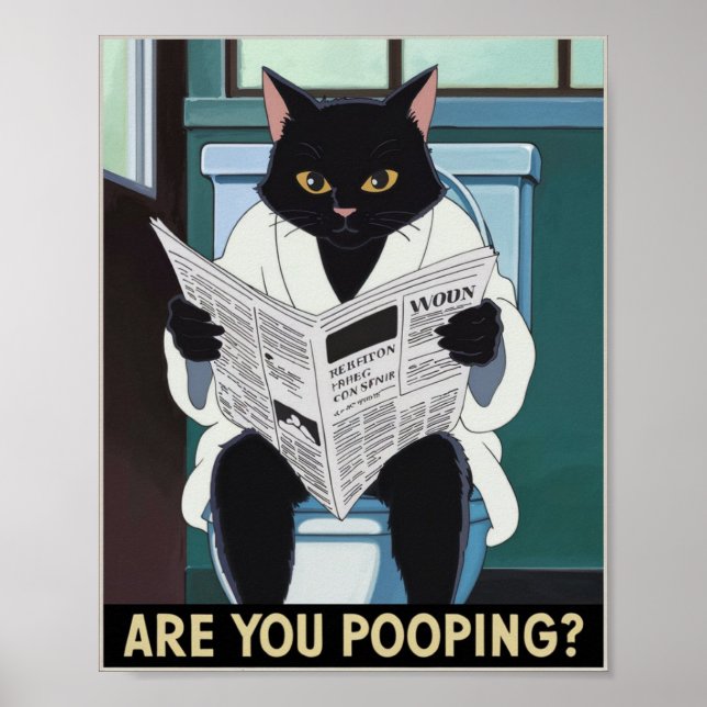 Affiche Journal de lecture de chats sur Toilet - Es-tu en  (Devant)