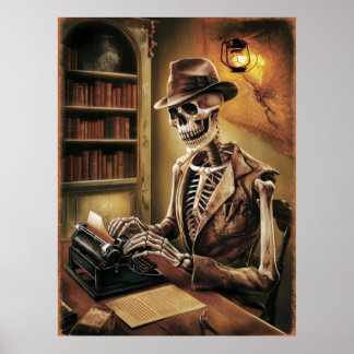Affiche Journaliste vintage Skeleton