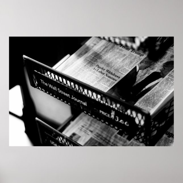AFFICHE JOURNAUX SUR LE WALL STREET JOURNAL RACK (Devant)