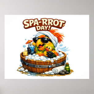 Affiche Journée au spa drôle Perroquet Spa Relax Design