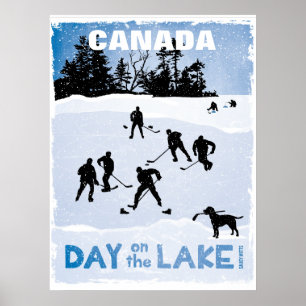 Affiche Journée canadienne de hockey sur le hockey sur lac