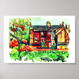 Affiche Journée chaude d'automne à Newtown, Powys, Pays de