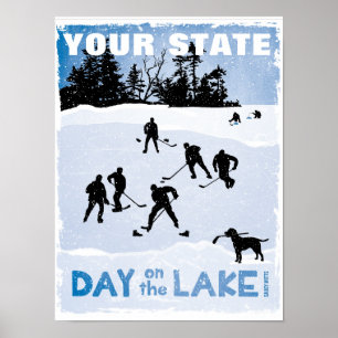 Affiche Journée customisée de hockey sur le lac Pond Hocke
