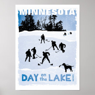 Affiche Journée de hockey du Minnesota sur le lac Pond Hoc