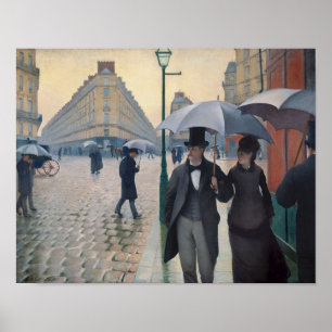 Affiche Journée de la Pluie de Paris par Gustave Caillebot