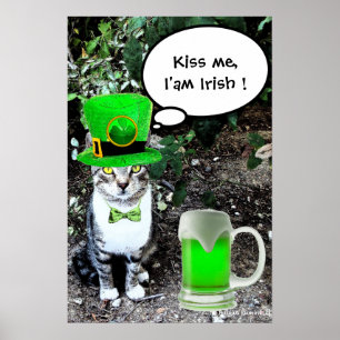 AFFICHE JOURNÉE DE LA SAINT-PATRICK CHAT AVEC BIÈRE IRLAND