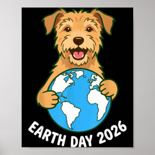 Affiche Journée de la Terre 2026 Chien Terrier Mignon Serr