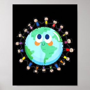 Affiche Journée de la Terre Enfants heureux autour du mond