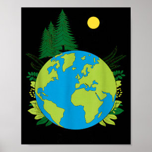Affiche Journée de la Terre planète nature planète verte s