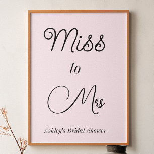 Affiche Journée de mariage Rose Blush Miss to Mrs 
