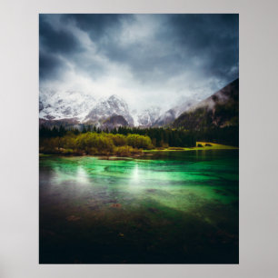 Affiche Journée de pluie vertigineuse au lac Fusine, Itali