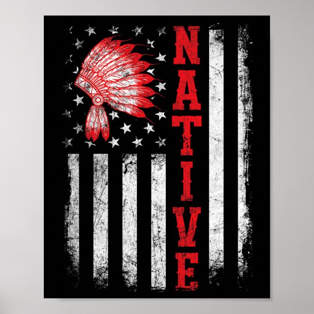Affiche Journée des Amérindiens Drapeau États-Unis Cheroke (Devant)