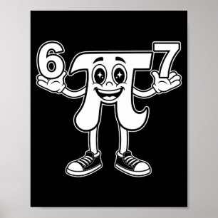 Affiche Journée drôle 3.14 symbole 67 mème blague mathémat