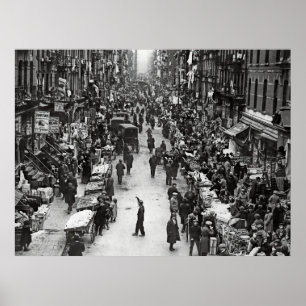 Affiche JOURNÉE DU MARCHÉ - BASSE-EST MANHATTAN c. 1902