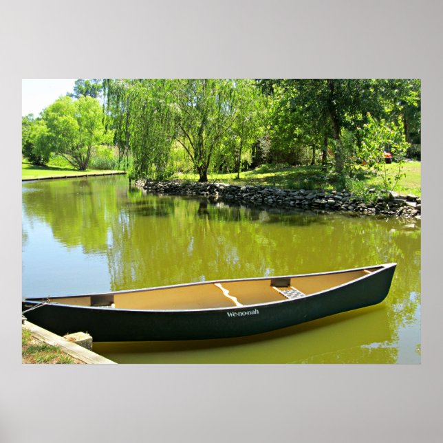 Affiche Journée ensoleillée d'été avec canoë sur l'eau. (Devant)