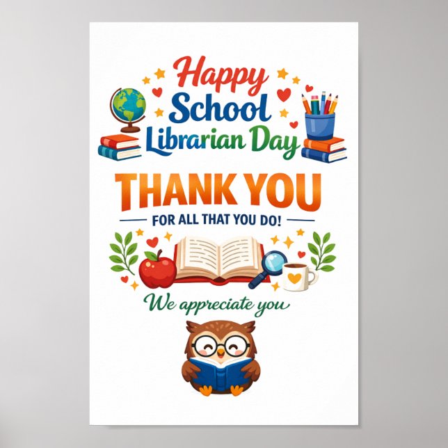 Affiche Journée heureuse de la bibliothécaire scolaire | M (Devant)