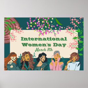 Affiche Journée internationale des femmes 8 mars Floral Gr