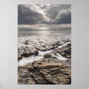 Affiche Journée Lumineuse Mais Nuageuse À Porthcurnick Bea