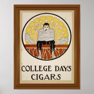 Affiche Jours de collège Cigars Vintage Homme Cercle Ad