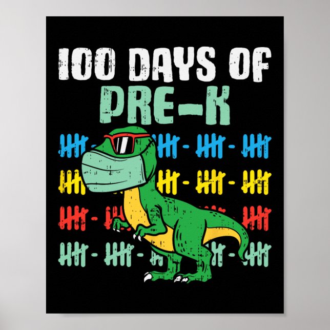 Affiche Jours De Dinosaure De Trex Pré-k En Masque Garçon  (Devant)