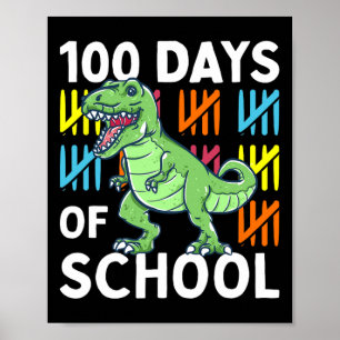 Affiche Jours De Garçons Scolaires Dinosaur 100e Jour Dino