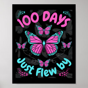 Affiche Jours De L'École Filles Papillons 100 Jours Juste