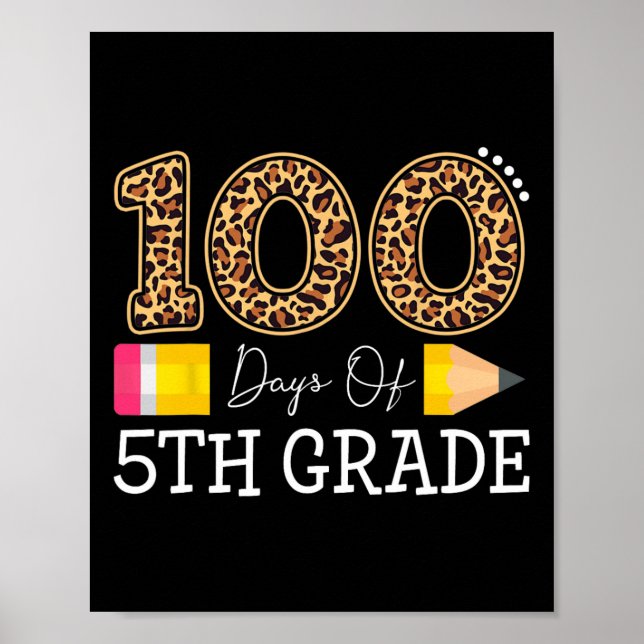 Affiche Jours De Leopard De 5E Année Joyeux 100E Jour De S (Devant)