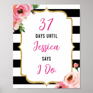 Affiche Jours de Réception de Mariage Florale Jusqu'à Mon 