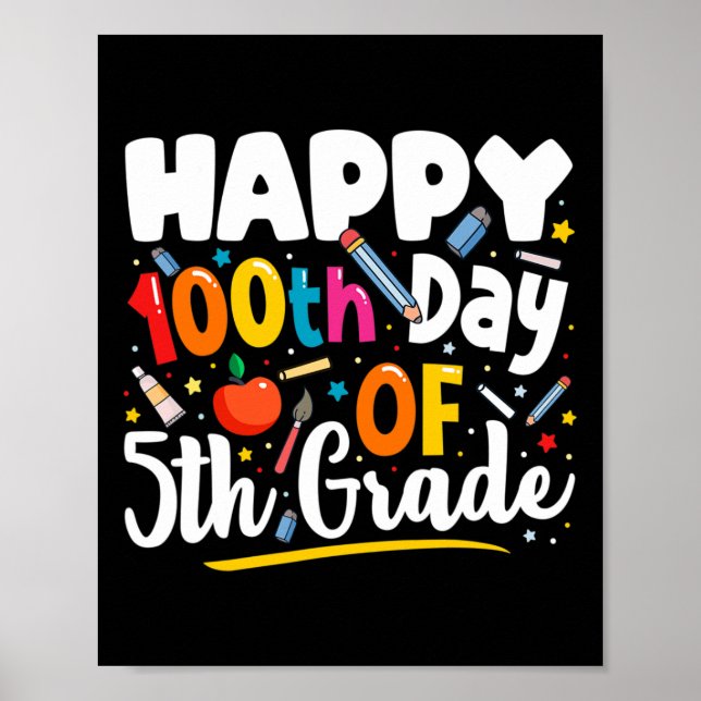 Affiche Jours D'Enseignant Don 100e Jour De 5e Année (Devant)
