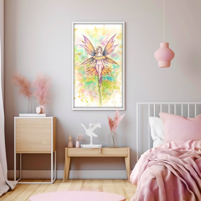 Affiche Jours Ensoleillés Peinture Aquarelle Fée  (Créateur téléchargé)